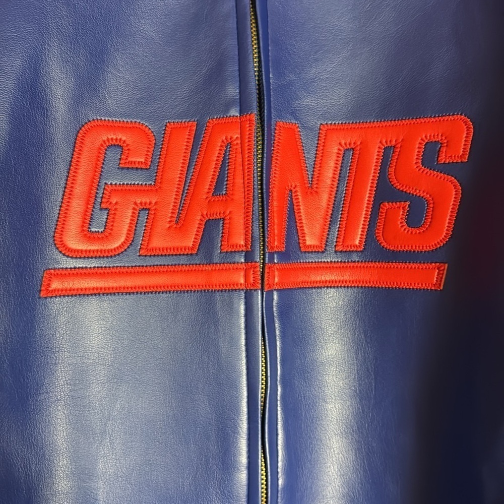 New York Giants faux leather Varsity jacket Blue and red Size XL - Picture 6 of 12